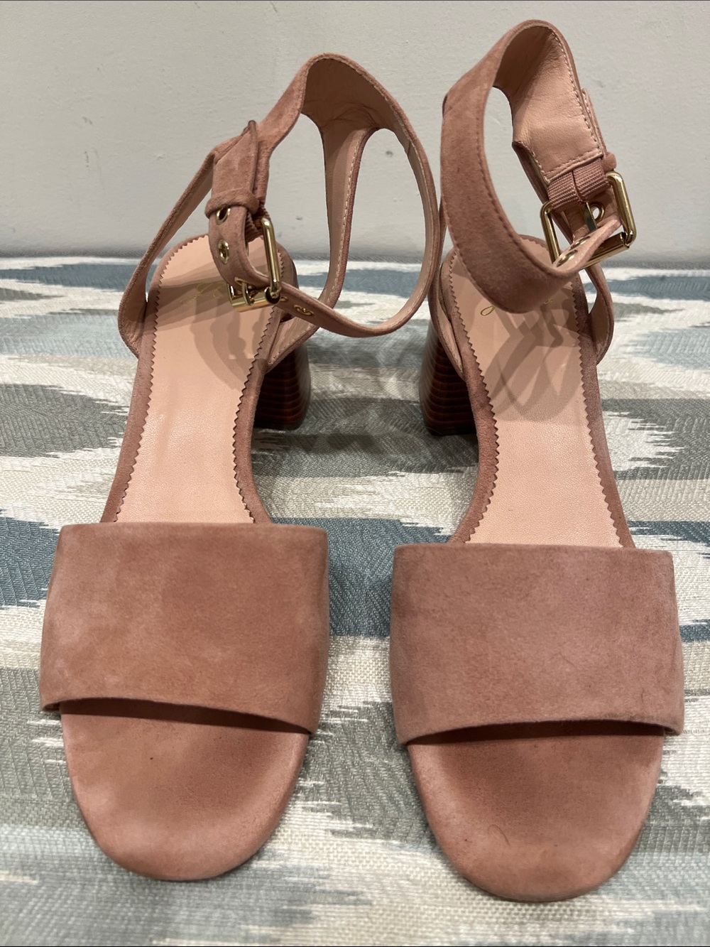 J. Crew Suede Block Heel Sandals in Dusty Rose